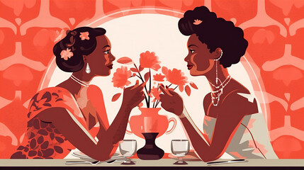 Valentine's Harmony: Two Women's Celebration