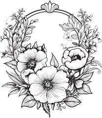 Inkwell Armature A Structured Silhouette of Floral Grace. Brushstroke Brilliance Black Florals Dancing in Artistic Chaos.