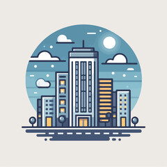vector illustration of urban buildings with a simple vector design