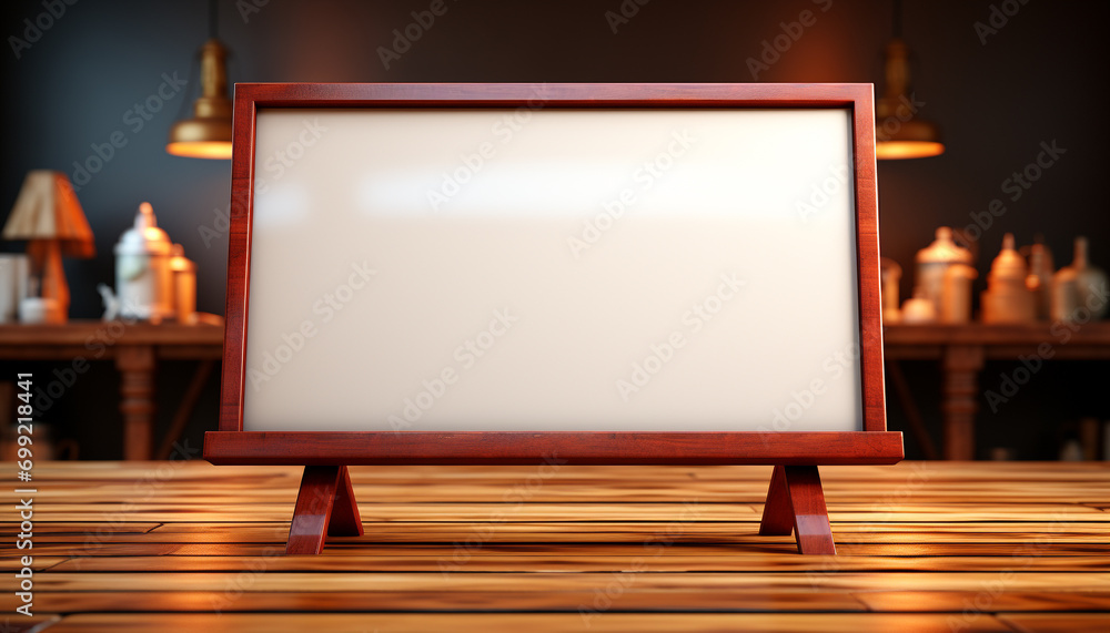 Poster empty classroom with wooden desks and blackboard for teaching generated by ai