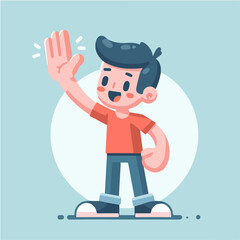 vector boy character expressing stop style flat design
