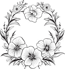 Sophisticated Blooms Vector Logo with Black Frame Floral Symphony Ornate Frame Logo in Black