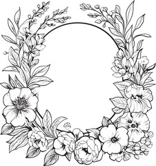 Stylish Foliage Floral Vector Icon Delicate Petals Decorative Frame Logo