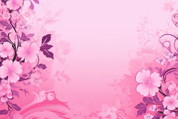 Fototapeta na wymiar Gradient pink background with flowers.