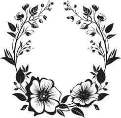 Gothic Floral Encase Black Frame Emblem Harmonious Flower Embrace Decorative Black Icon