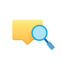 Magnifying glass icon and a speech bubble as user interface design for searching activity. Vector illustration.