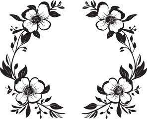 Vintage Petal Embrace Black Frame Emblem Radiant Floral Enclose Decorative Black Logo