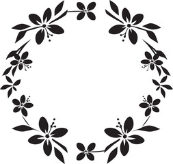 Fototapeta premium Enchanting Meadow Black Frame Logo Intricate Floral Symphony Floral Vector Icon Design
