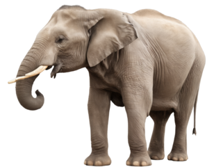 Majestic elephant isolated on white on transparent background