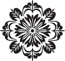 Mosaic Petals Vector Icon with Geometric Tiles Floral Tiling Art Black Vector Tile Logo