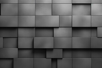 3D wall formed from futuristic tiles arranged in rectangle blocks on a semigloss concrete background. Generative AI