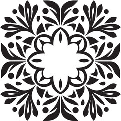 Obraz premium Vector Icon with Floral Patterns Geometric Black Design Floral Symmetry Geometric Tile Logo in Black Vector