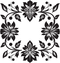 Fototapeta premium Geometric Botanicals Floral Pattern in Black Flower Tessellations Geometric Tile Icon