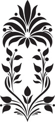 Geometric Petal Art Floral in Black Vector Patterned Florals Geometric Tile Logo in Black