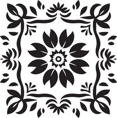 Elegant Patterns Black Floral Vector Logo Flower Tessellations Geometric Emblem