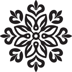 Botanic Tessellations Black Emblem Icon Floral Fusion Geometric Vector Emblem