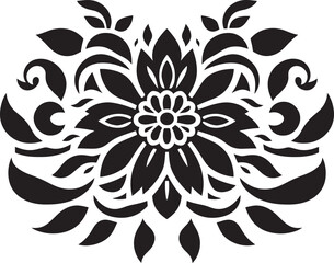 Elegant Patterns Black Floral Vector Logo Flower Tessellations Geometric Emblem in Black