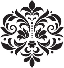 Flower Tessellations Black Emblem Design Symmetric Petal Artistry Geometric Vector Tile