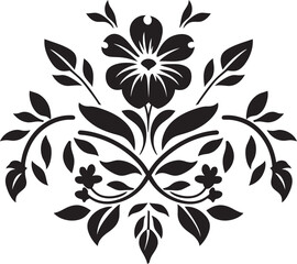 Floral Geometry Unveiled Tile Icon Abstract Petal Symmetry Black Florals Logo