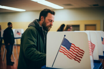 man voting in the USA elections - obrazy, fototapety, plakaty