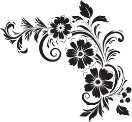 Artistic Petals Hand Drawn Floral Vector Icon Intricate Vines Hand Drawn Black Logo Design