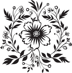 Vintage Inked Garden Chronicles Noir Vector Vectors Noir Floral Reverie Black Floral Emblem Sketches