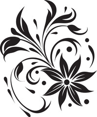 Noir Blossom Sonata Vintage Floral Iconic Design Monochrome Petal Impressions Noir Vector Emblem Sketches