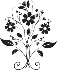 Ink Noir Botanical Whispers Black Floral Emblem Vectors Noir Floral Symphony Intricate Black Logo Sketches