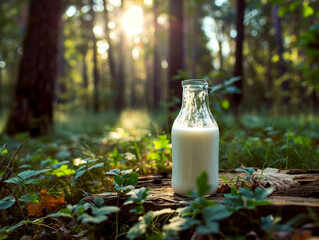 vasos o envases de leche sin marca en la naturaleza