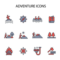 Adventure icon set.vector.Editable stroke.linear style sign for use web design,logo.Symbol illustration.