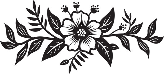 Ink Noir Botanical Odyssey Vintage Black Emblem Sketches Elegant Floral Whispers Monotone Vector Iconic Designs