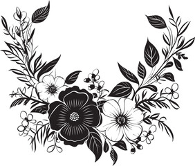 Noir Petal Waltz Handcrafted Floral Iconic Designs Ethereal Inked Orchids Noir Logo Vector Chronicles