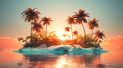 Fototapeta na wymiar sunset on a tropical island