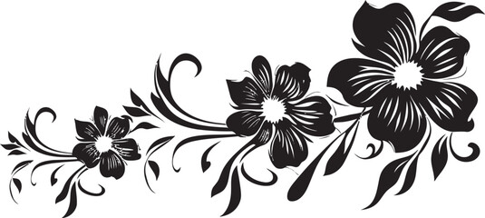 Botanical Sketch Hand Drawn Black Icon Design Intricate Blooms Hand Drawn Floral Vector Logo