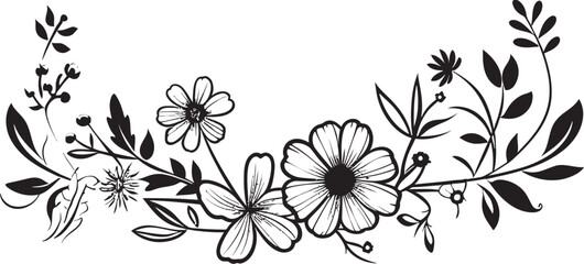 Noir Gardenia Symphony Artistic Floral Vector Elements Chic Inked Botany Vintage Black Emblematic Sketches