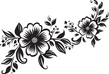 Intricate Blooms Hand Drawn Floral Vector Logo Artisanal Flora Black Vector Logo with Hand Drawn Elements