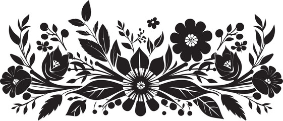 Ethereal Inked Garden Black Emblematic Floral Art Monochrome Blossom Odyssey Noir Logo Invitation Charm