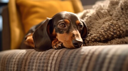 Dachshund's Relaxed Homey Moment