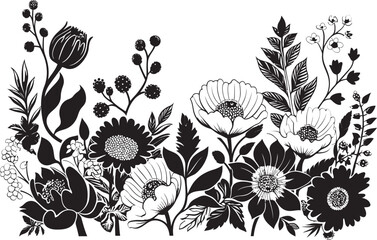 Mystical Floral Elegance Hand Drawn Vector Icon Sculpted Blossom Accent Black Design Element