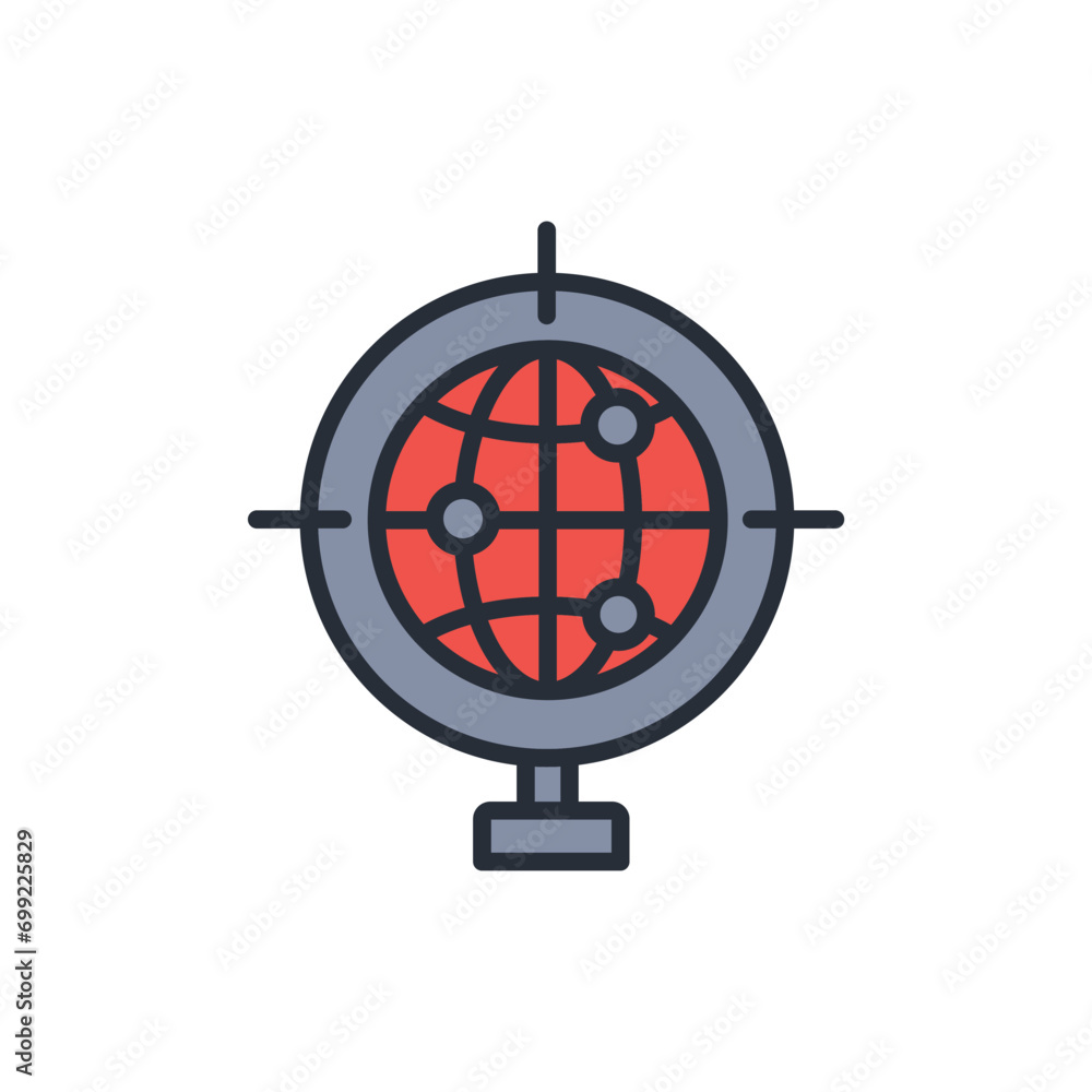 Poster globe icon. vector.editable stroke.linear style sign for use web design,logo.symbol illustration.