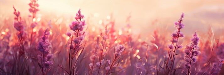  lavender plants and flowers in a blurred background