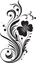 Majestic Hand Drawn Composition Black Vector Dreamy Floral Design Iconic Logo Element