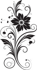 Exquisite Handcrafted Blooms Vector Logo Design Flowing Botanical Silhouette Black Logo Icon