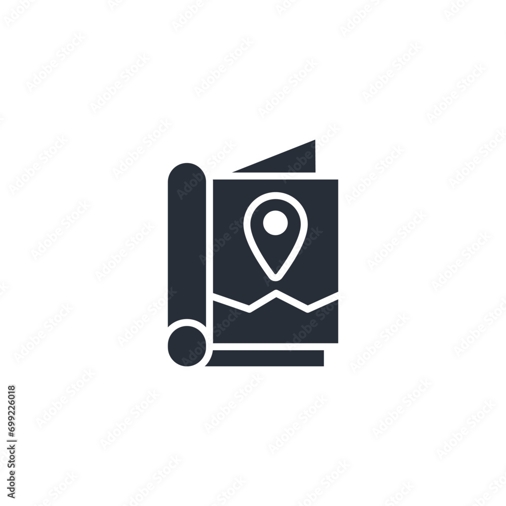 Poster map icon. vector.editable stroke.linear style sign for use web design,logo.symbol illustration.