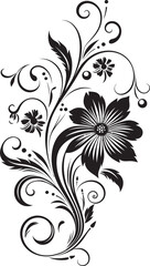 Inky Floral Emblem Vector Logo Design Noir Botanical Sketch Iconic Black Vector