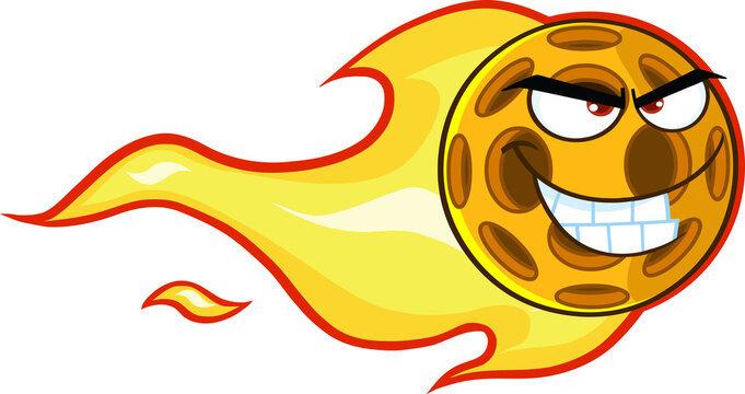 recommend clip art: Pickleball Ball Cartoon Character With A Trail Of Flames. Hand Drawn Illustration Isolated On Transparent Background