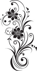 Inky Botanical Elegance Black Vector Floral Noir Intricacy Hand Drawn Emblem