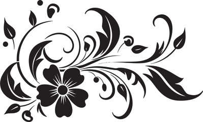 Handcrafted Floral Chic Black Icon Elegant Noir Blossom Vector Logo