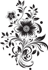 Botanical Noir Design Hand Drawn Icon Noir Floral Chic Vector Logo Design