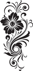 Botanical Noir Chic Hand Drawn Design Noir Floral Elegance Black Vector Icon